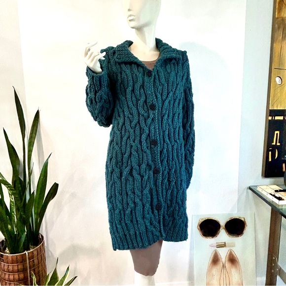 Chunky Hand Knit Long Line Cardigan - Picture 5 of 14